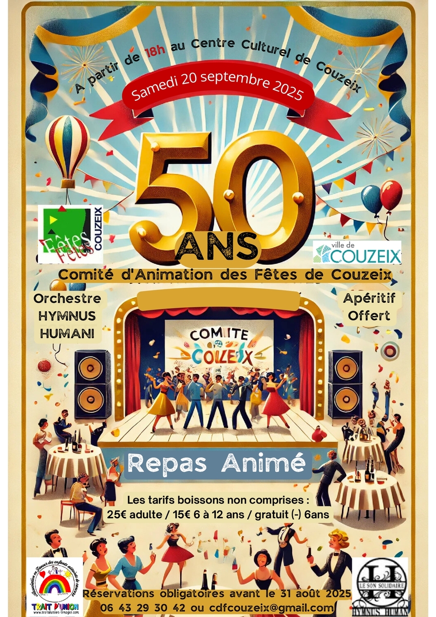 Dans vos agendas.....50 ans du Comité des Fêtes de Couzeix
