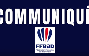 Info FFBAD (saison blanche interclubs) 2019 / 2020 