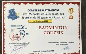 Récompense CDOS lauréat 2022, pour le BACOU